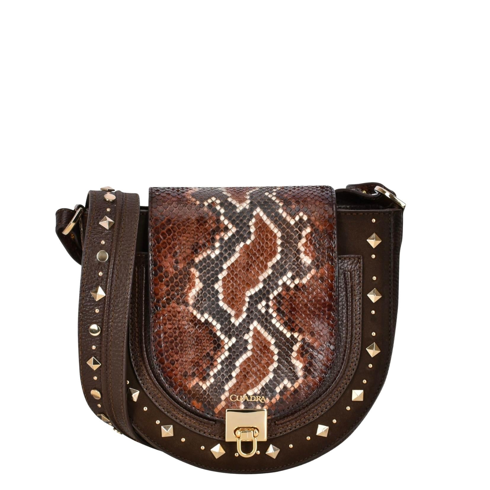 Python Color Bag Woman BOD49PI - Cuadra brown fashion python mini crossbody bag for women ...