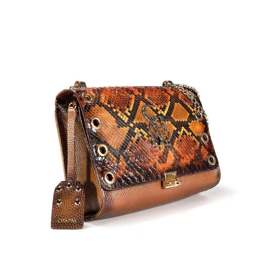 BOD53PI - Cuadra brown western casual leather python shoulder bag for women.-CUADRA-Kuet-Cuadra-Boots