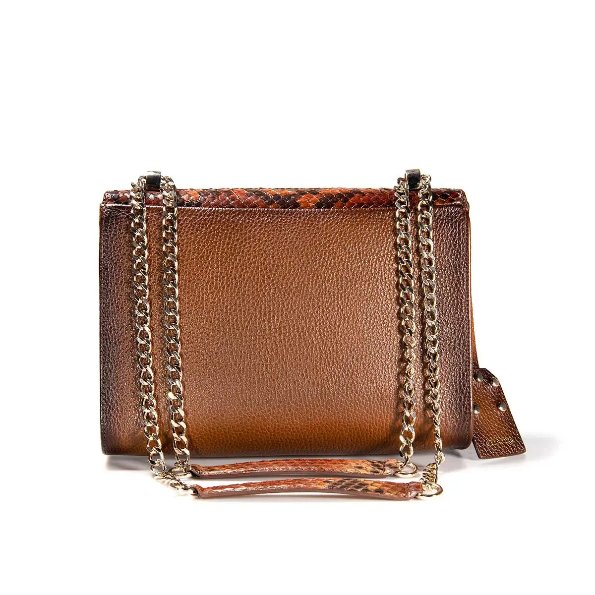 BOD53PI - Cuadra brown western casual leather python shoulder bag for women.-Kuet.us