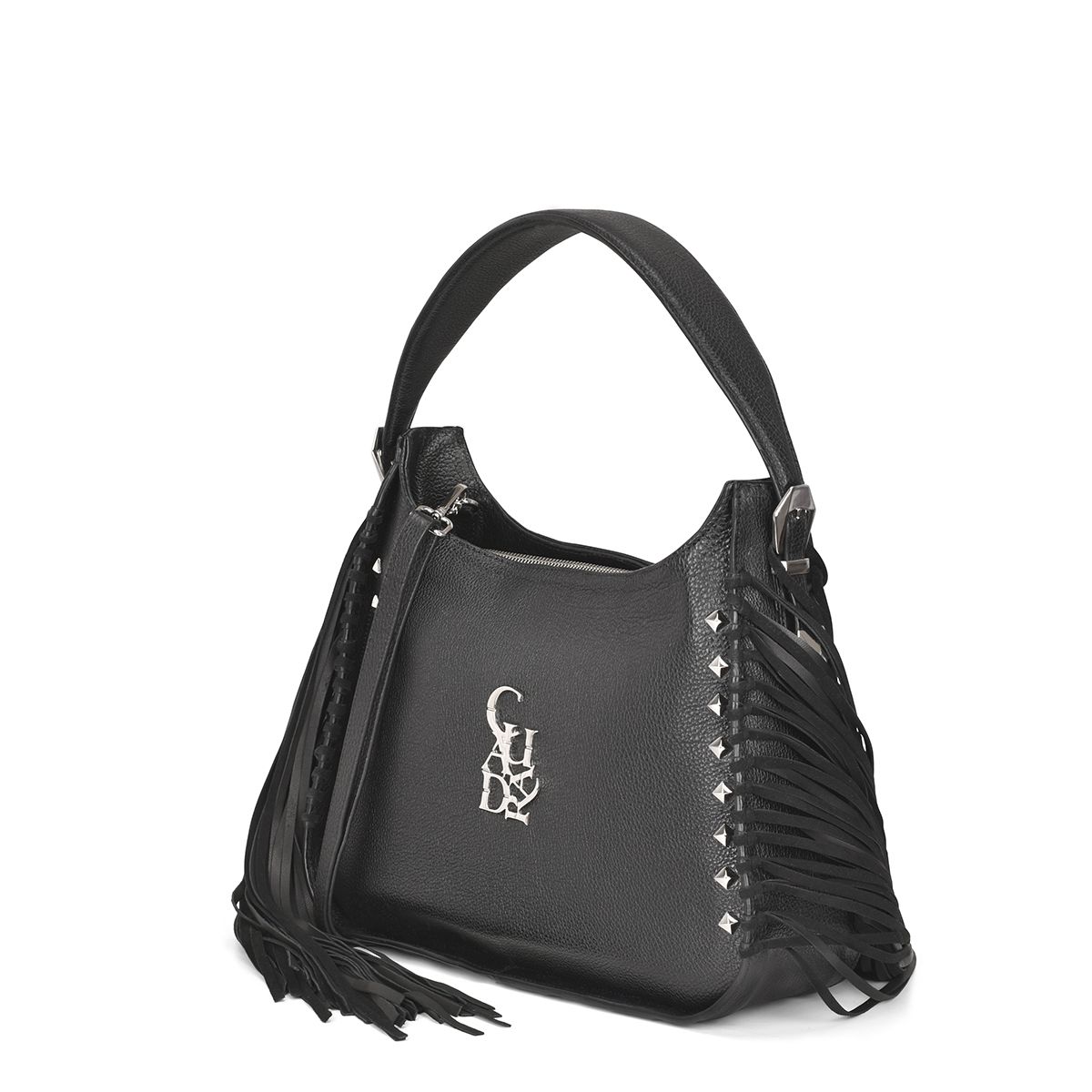 BOD54BN - Cuadra black casual fashion leather fringed bag for woman-CUADRA-Kuet-Cuadra-Boots
