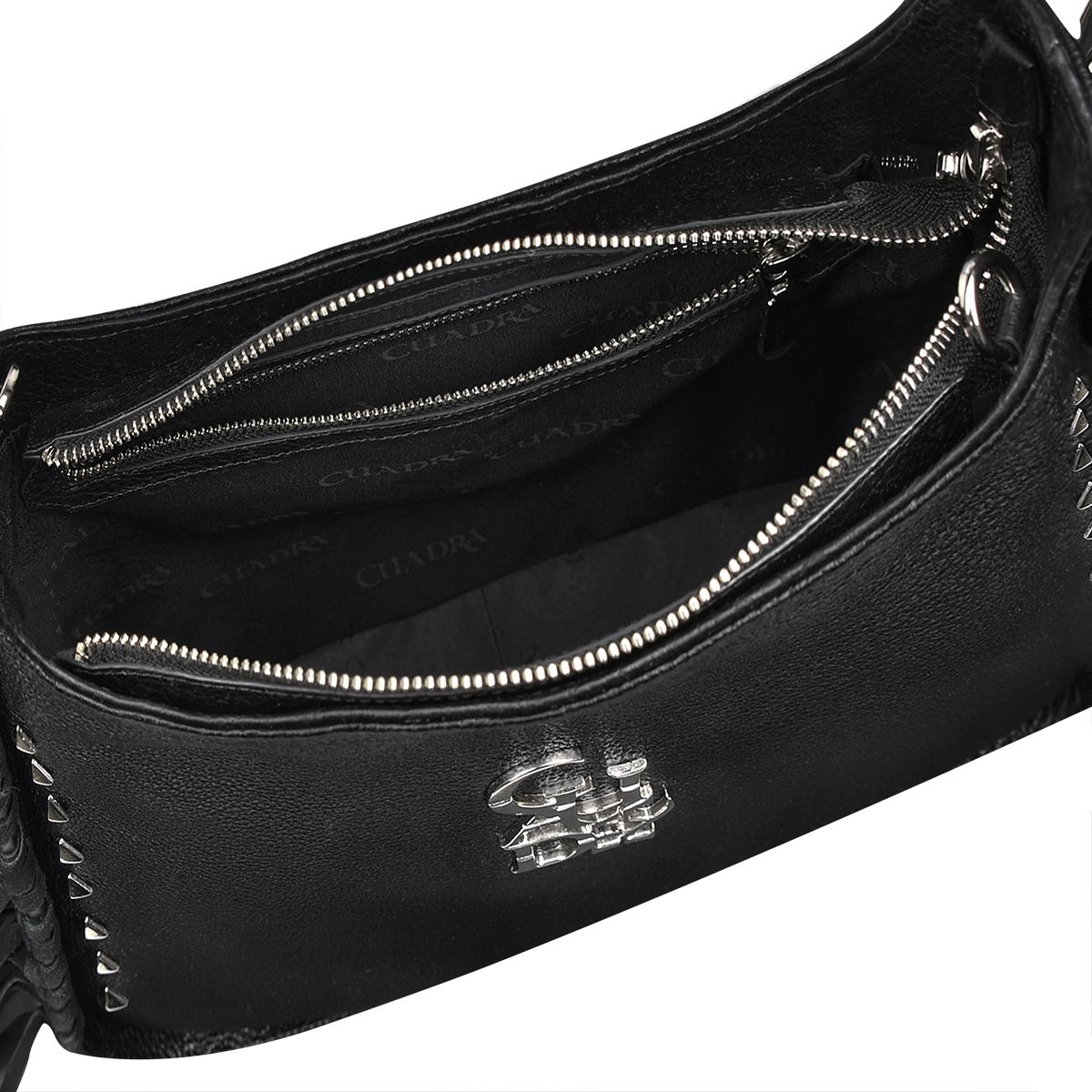 BOD54BN - Cuadra black casual fashion leather fringed bag for woman-Kuet.us