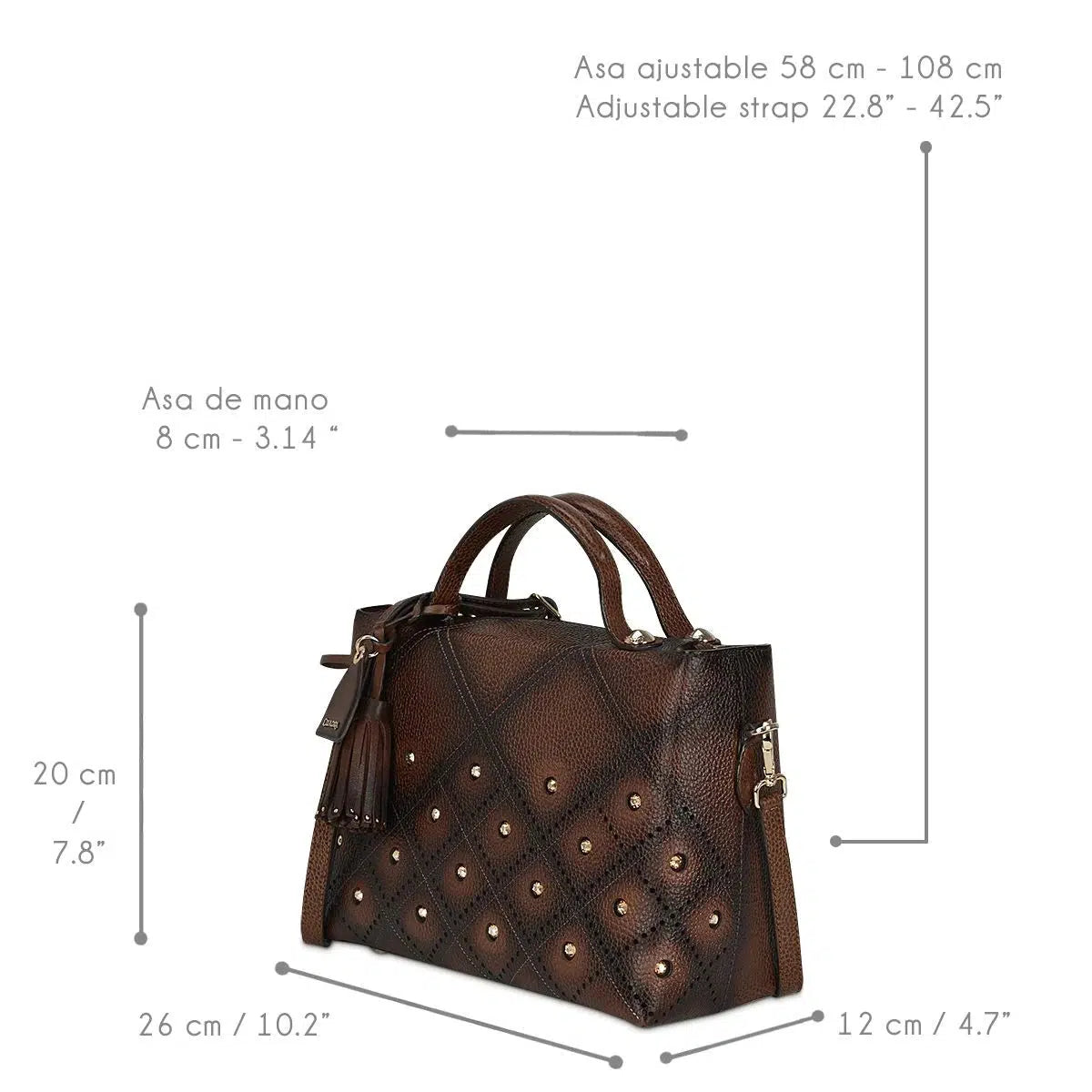 BOD56RS - Cuadra chocolate casual fashion bag in cowhide leather for woman-Kuet.us