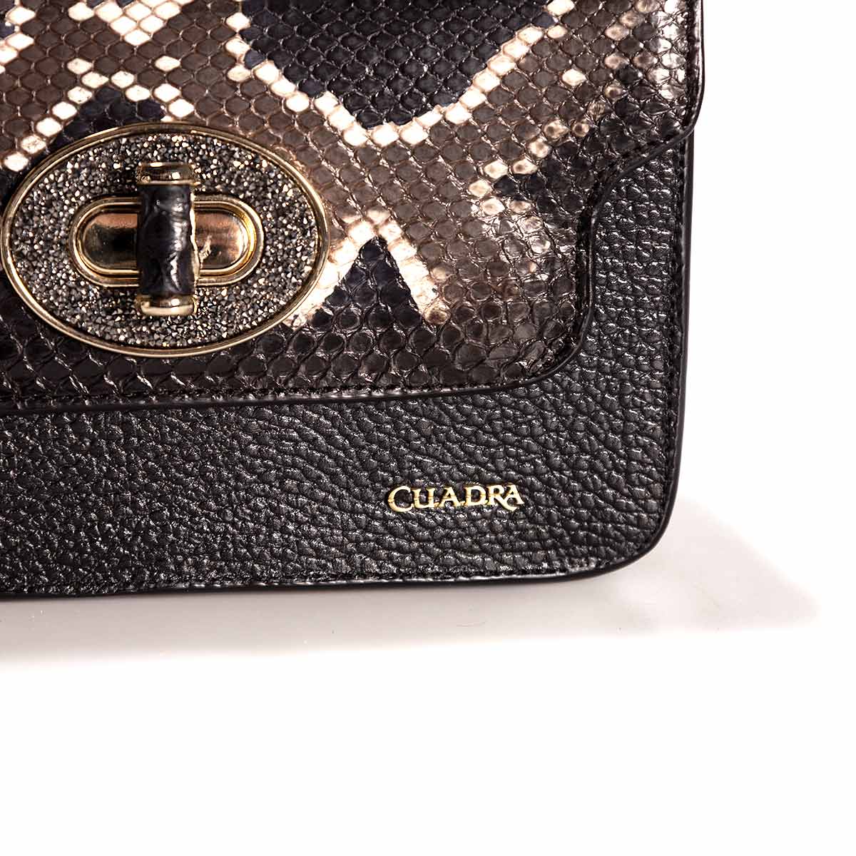 BOD59PI - Cuadra black western casual leather python shoulder bag for women.-Kuet.us