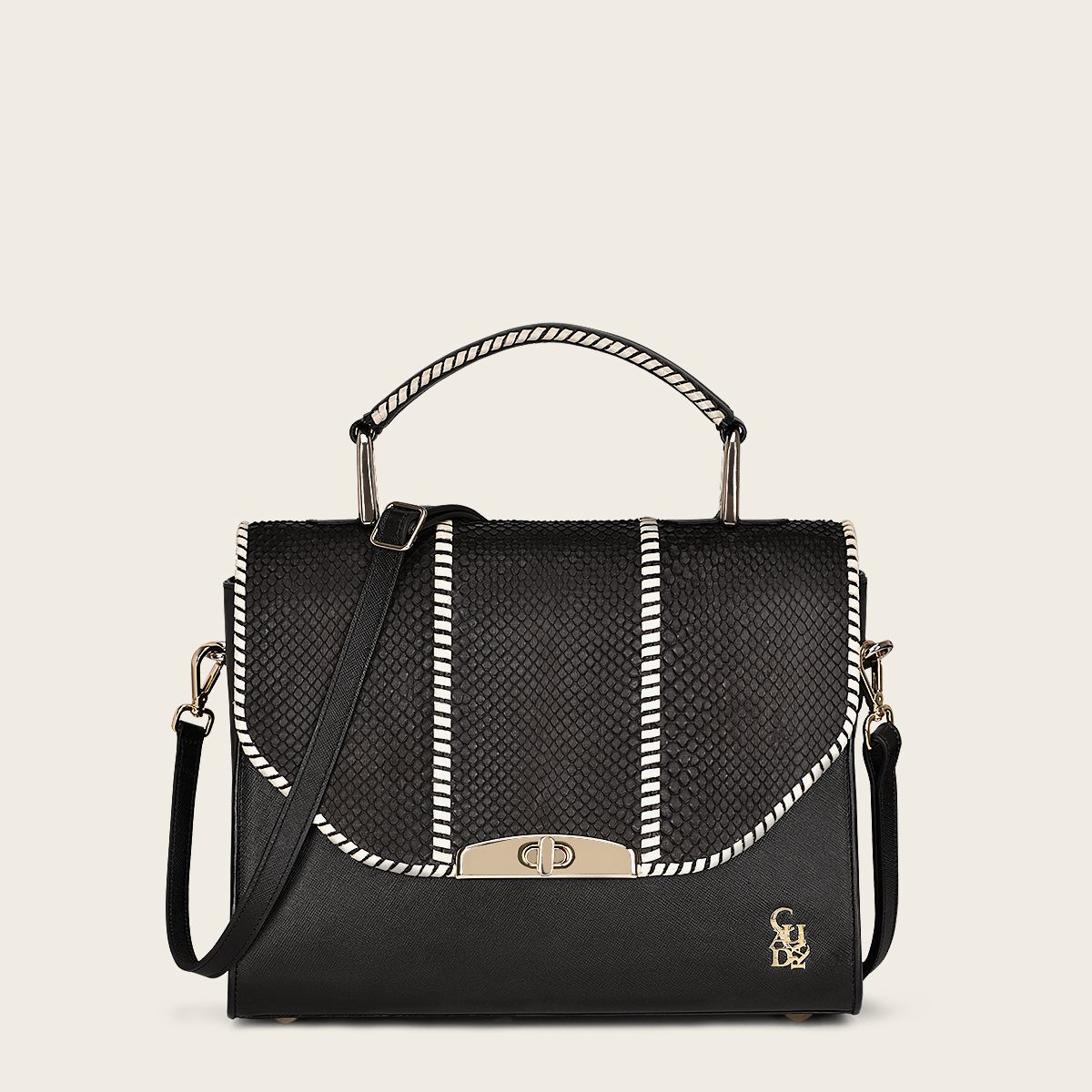 BOD86PI - Cuadra black western fashion python bag for women-Kuet.us