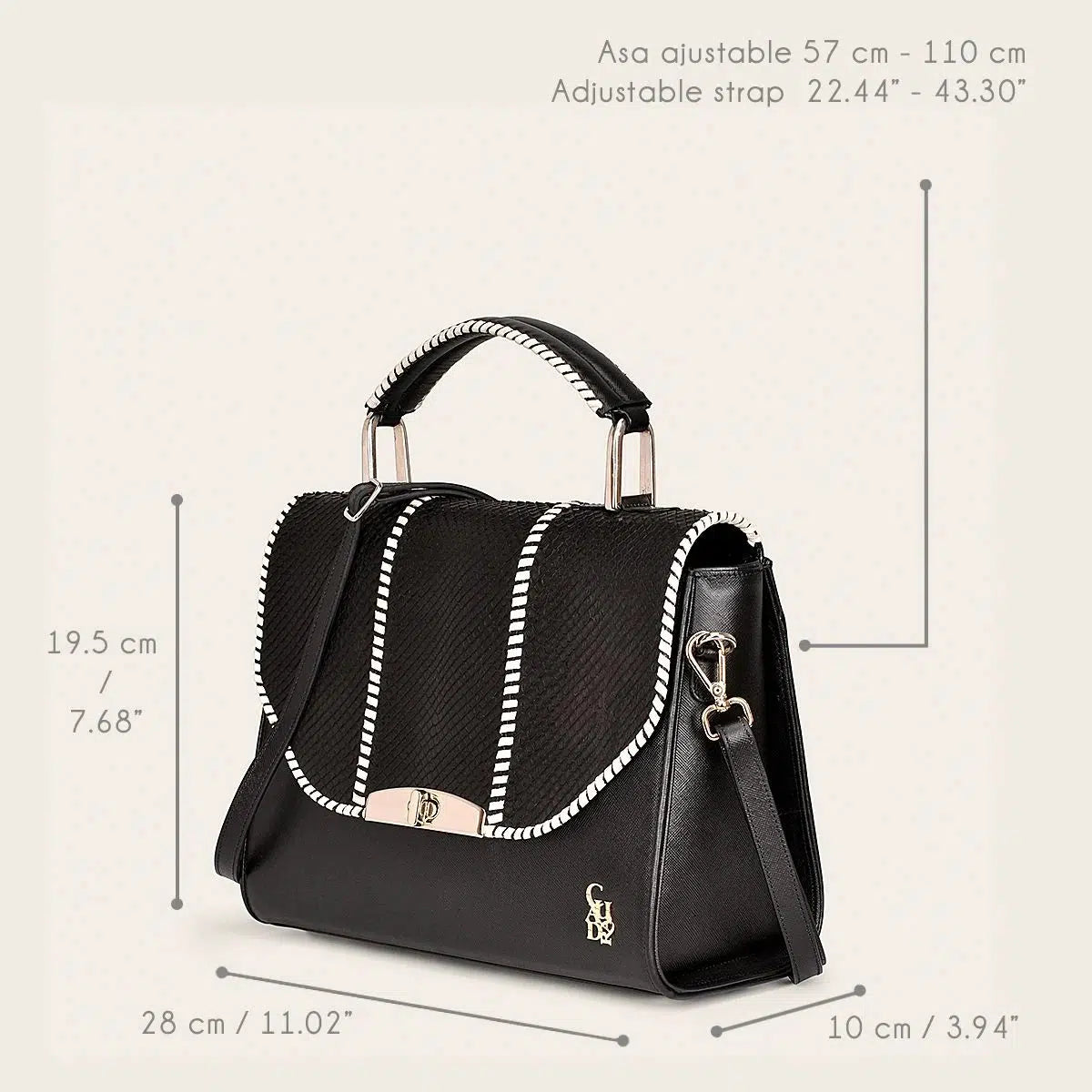 BOD86PI - Cuadra black western fashion python bag for women