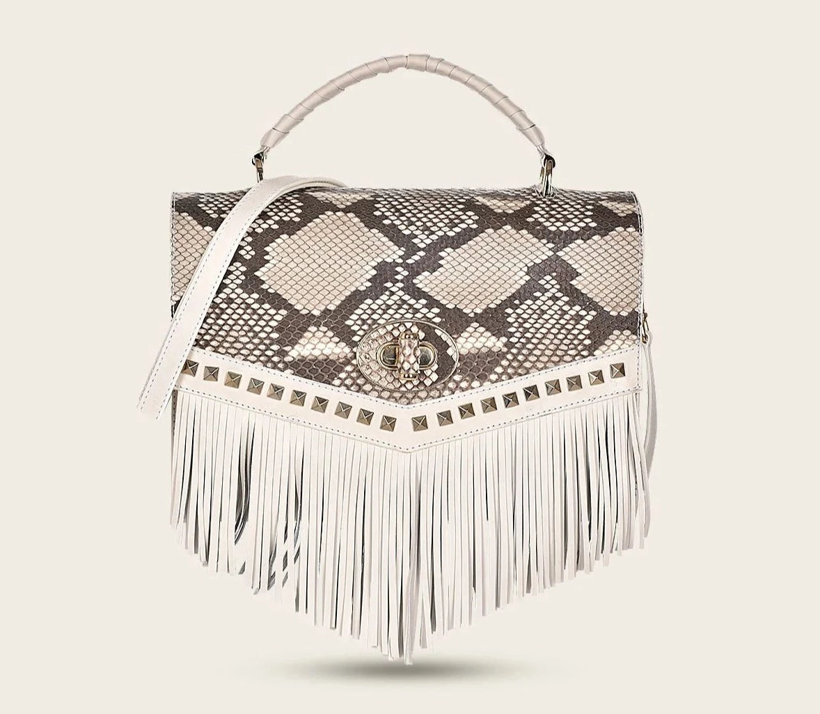 BOD87PI - Cuadra white western fashion python bag for women