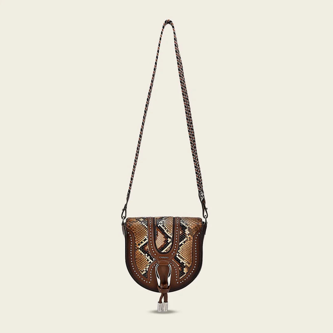 BOD97PH - Cuadra brown dress fashion python handbag for women