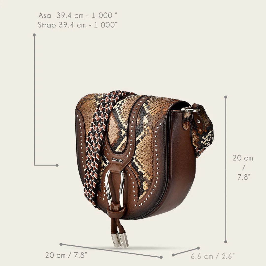 BOD97PH - Cuadra brown dress fashion python handbag for women