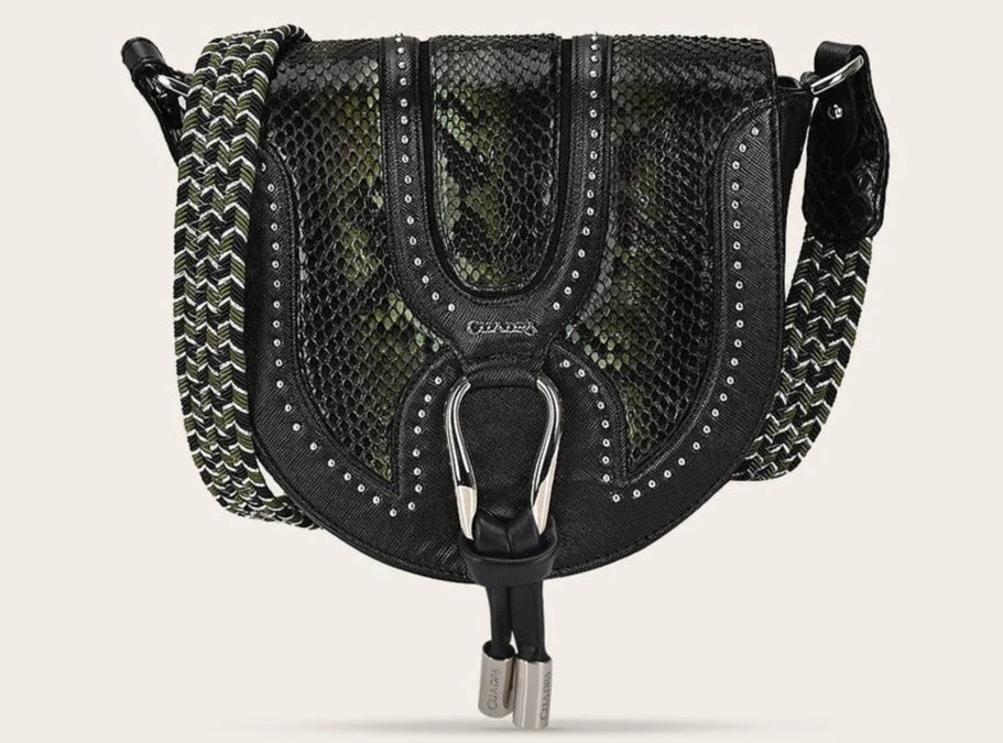 BOD97PH - Cuadra green dress fashion python handbag for women