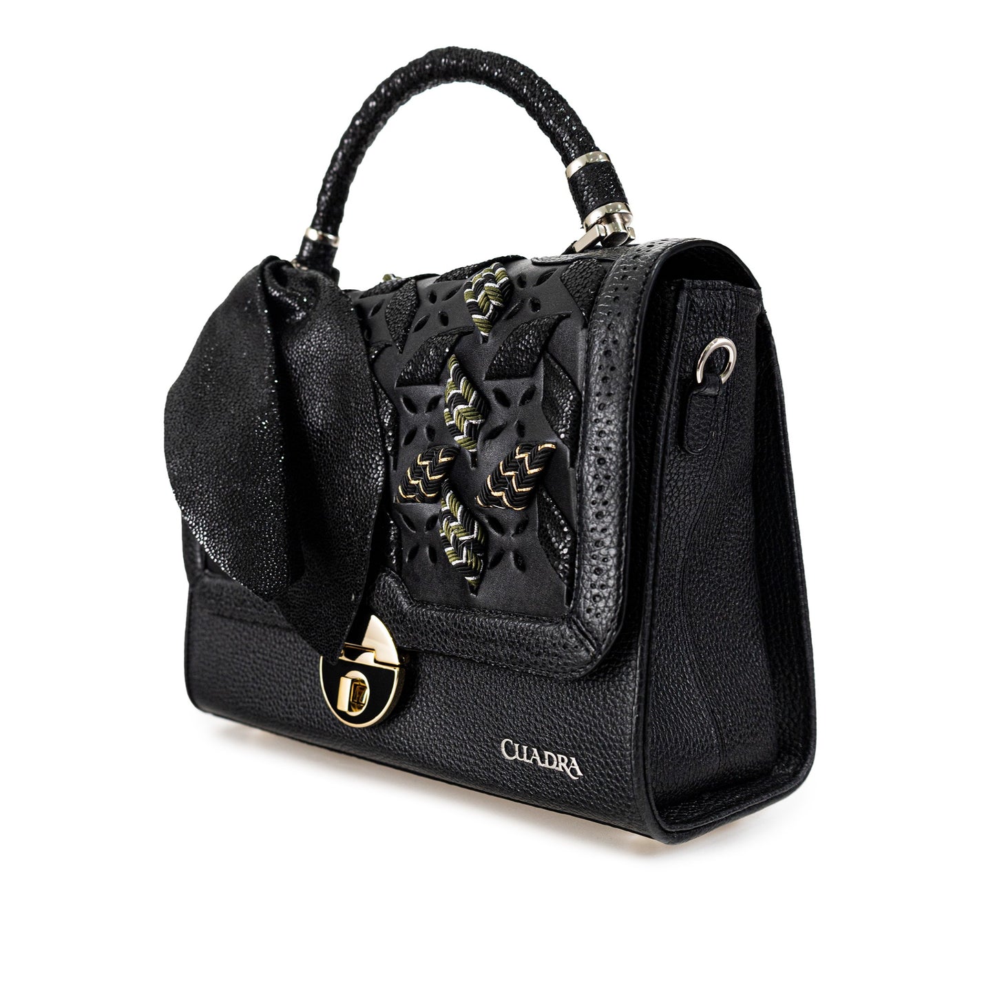 BOD98RS - Cuadra black dress fashion cowhide handbag for women