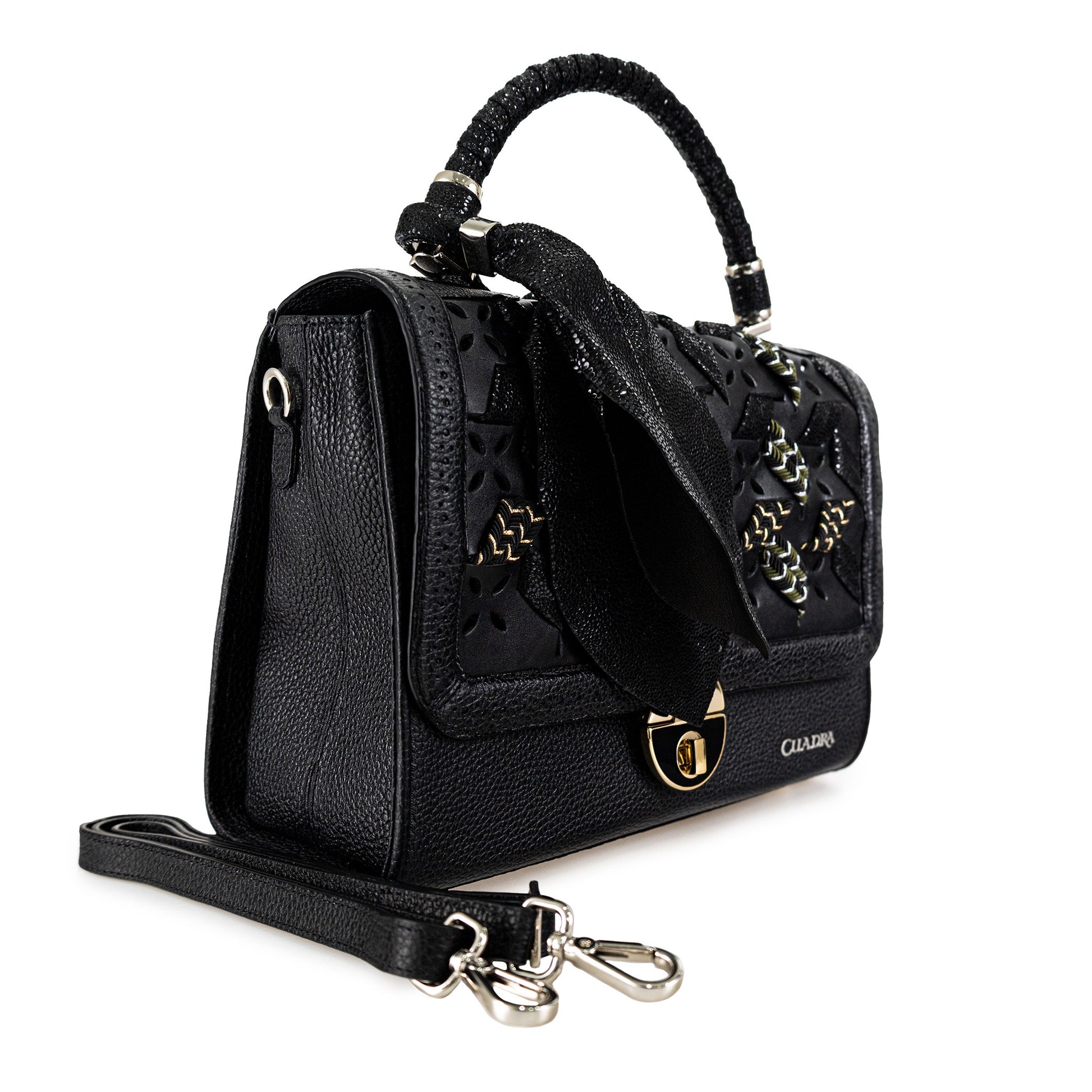BOD98RS - Cuadra black dress fashion cowhide handbag for women-Kuet.us