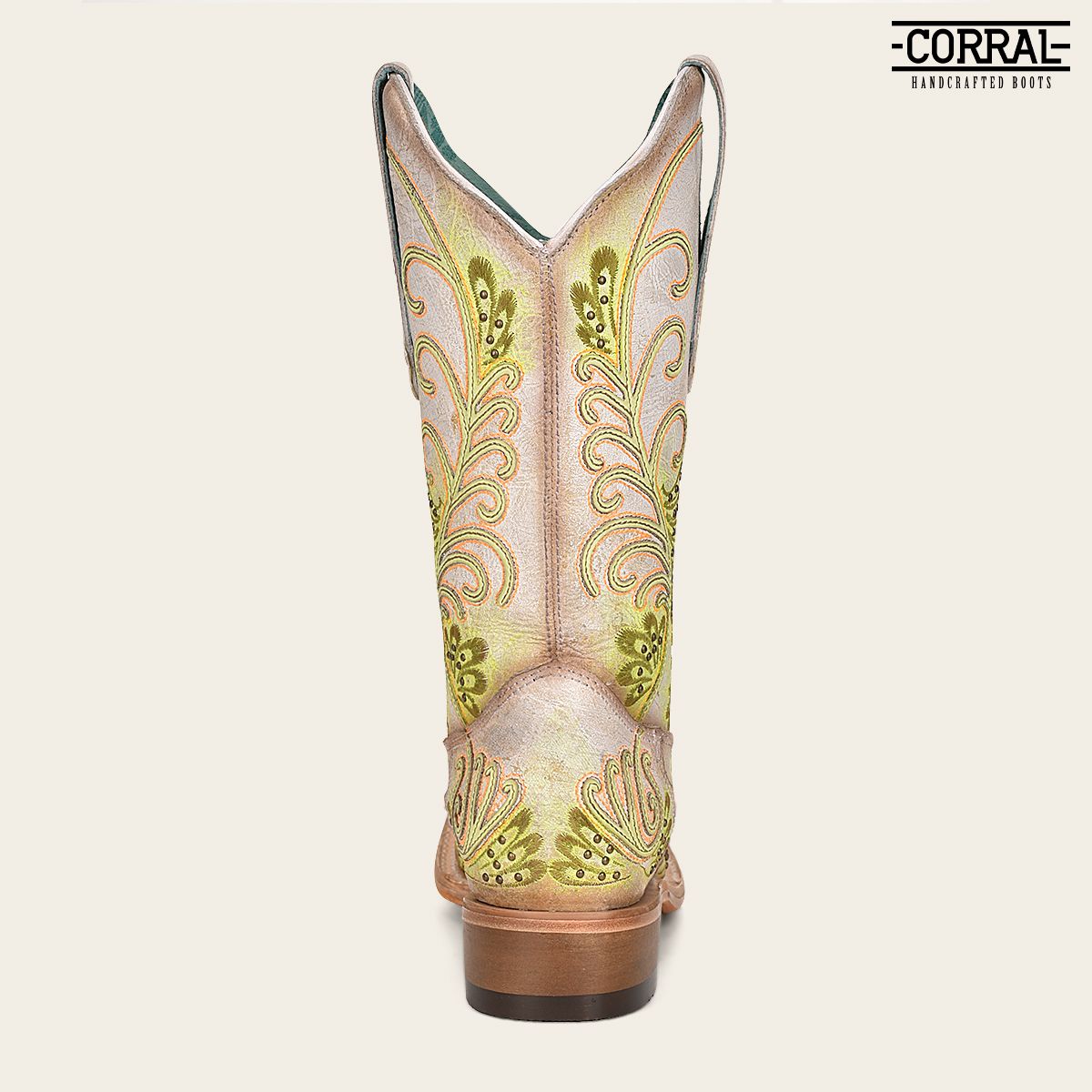 C3967 - M Corral green western cowgirl leather studded boots for women