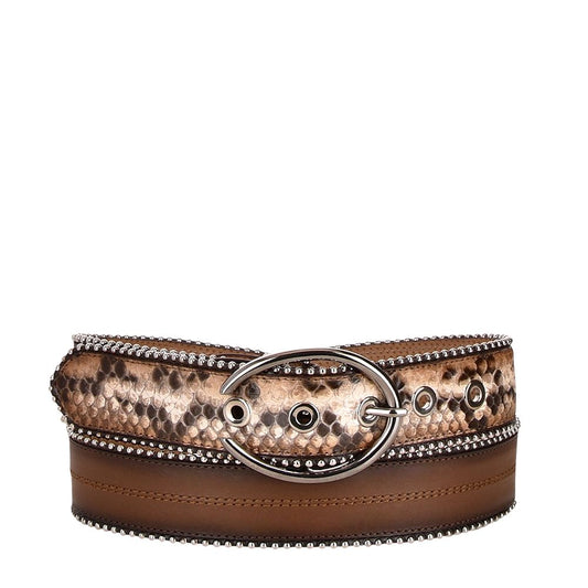 CD933PI - Cuadra honey cowboy Paris Texas python leather belt for women-Kuet.us