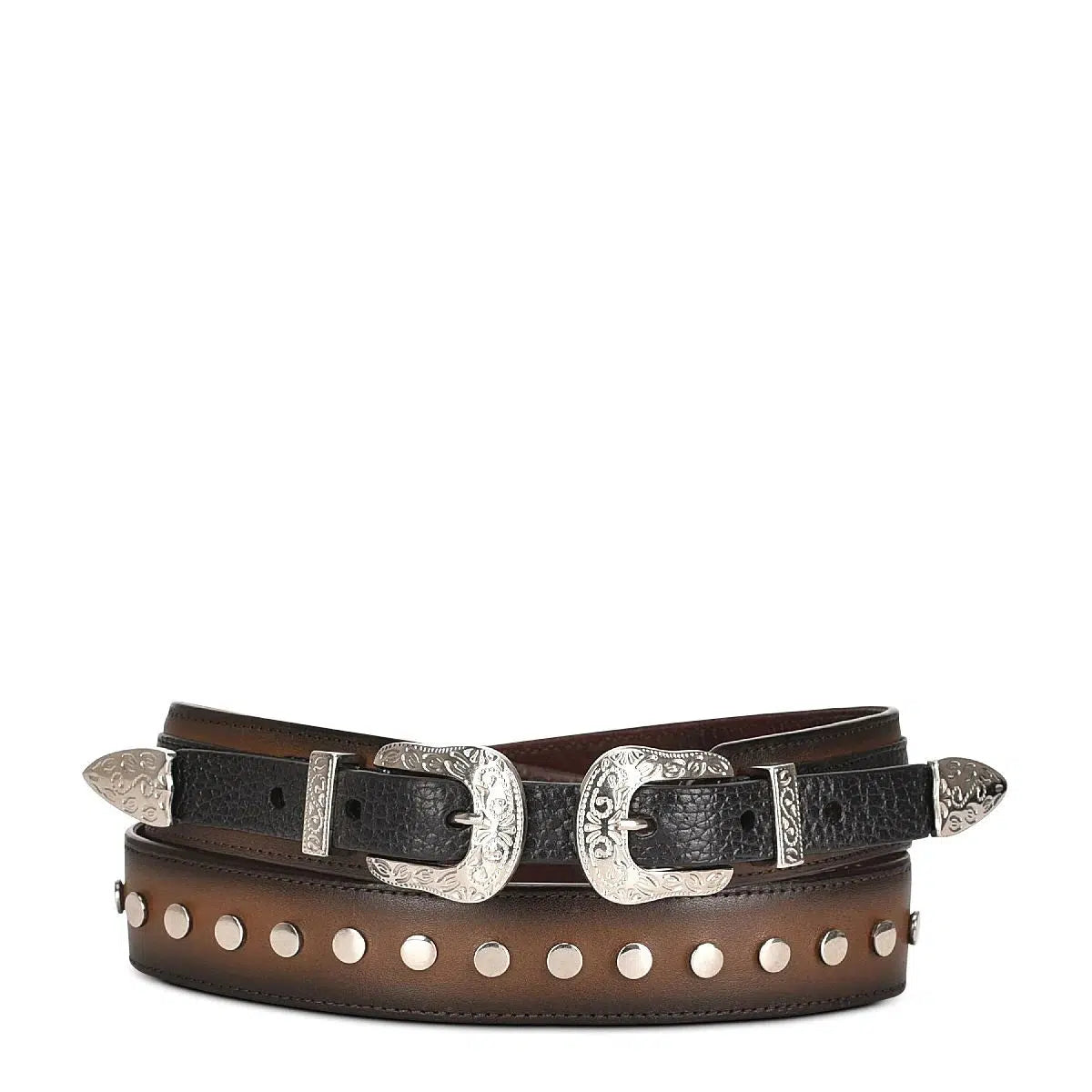 CD942RS - Cuadra black western cowgirl python belt for women-Kuet.us