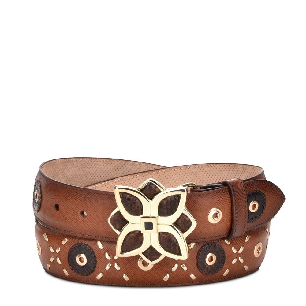 CD971PI - Cuadra whiskey fashion Paris Texas leather belt for women-Kuet.us
