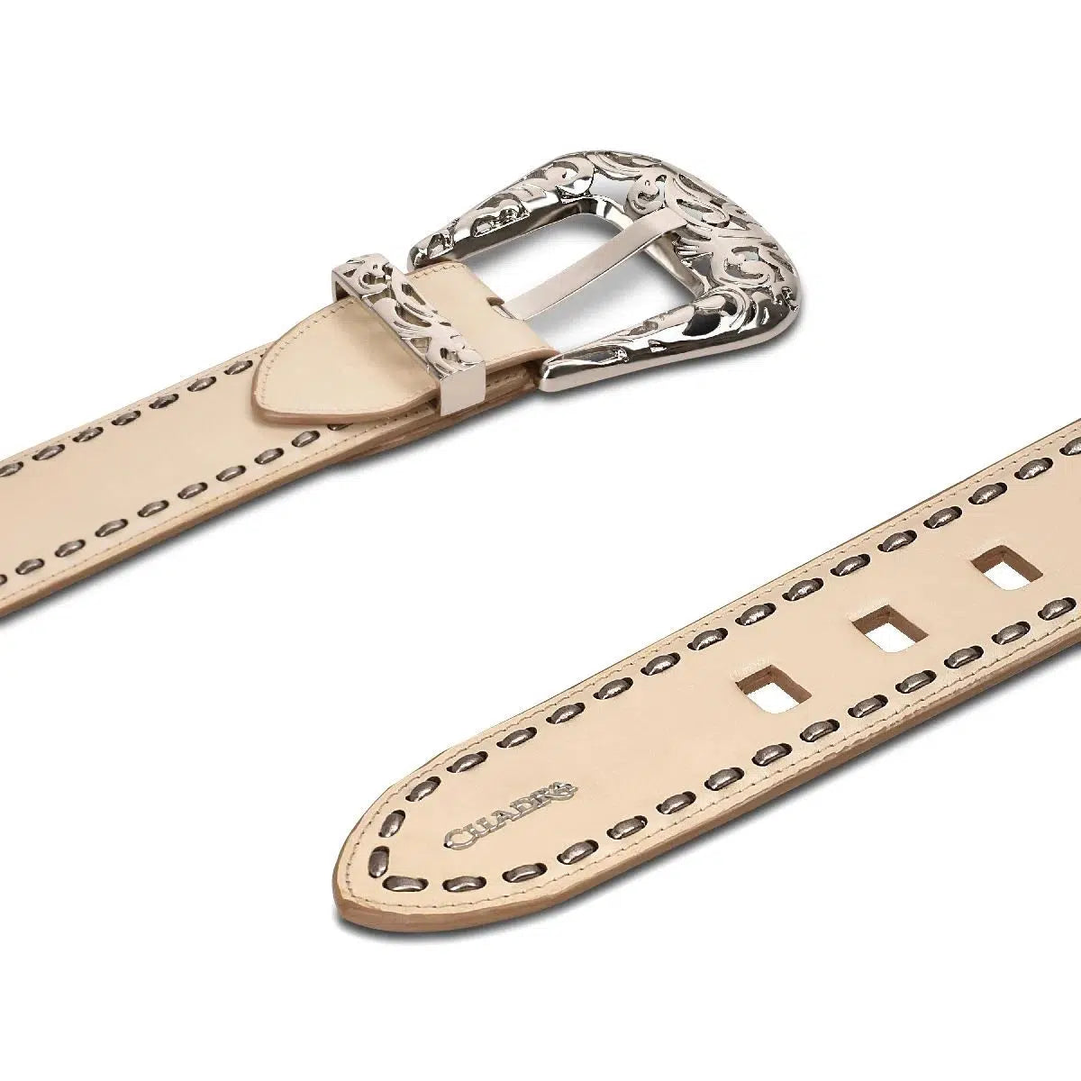 CD974RS - Cuadra sand cowboy Paris Texas leather belt for women-Kuet.us