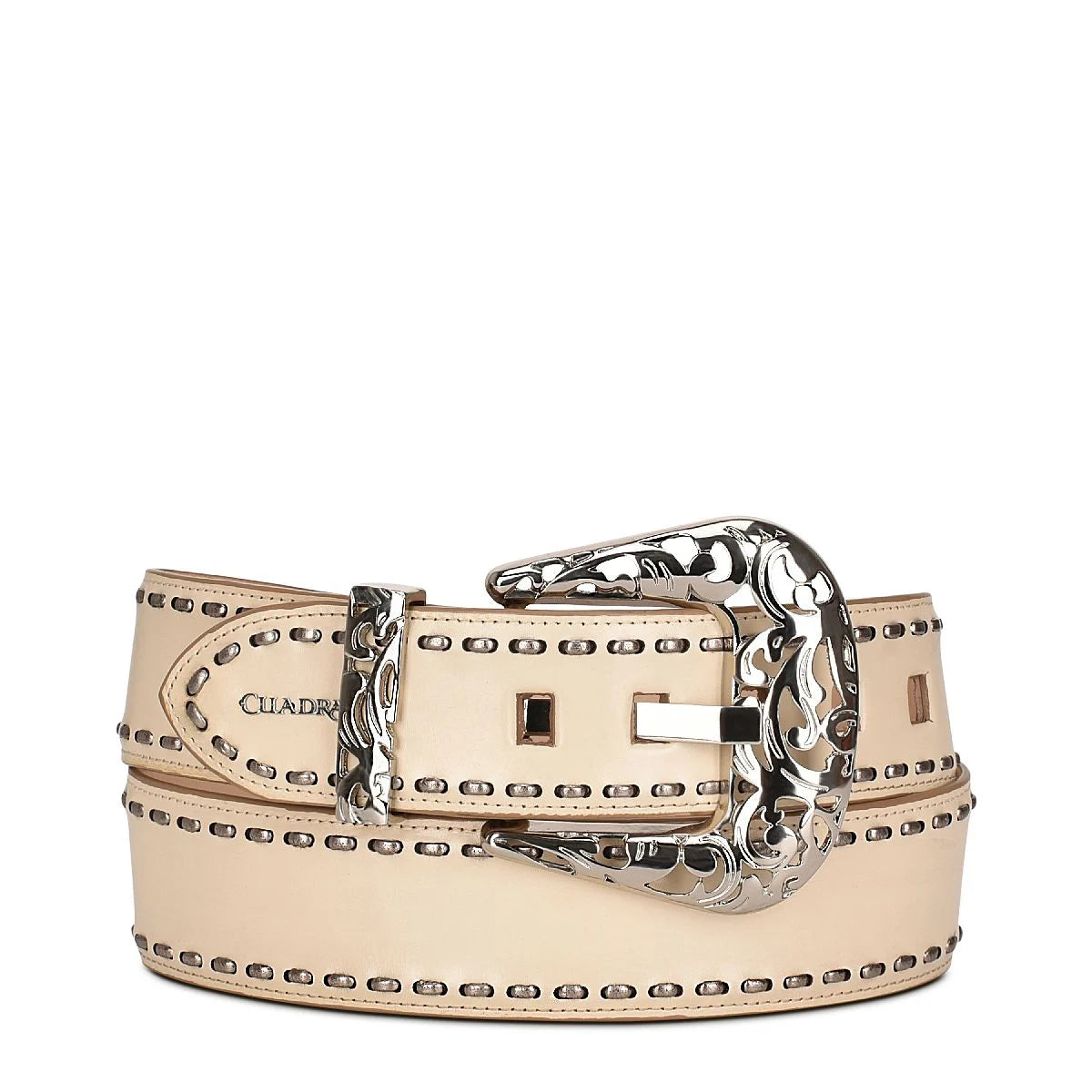 CD974RS - Cuadra sand cowboy Paris Texas leather belt for women-Kuet.us
