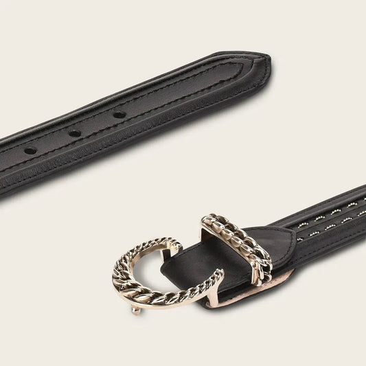 CD984RS - Cuadra black casual western leather belt for women-Kuet.us