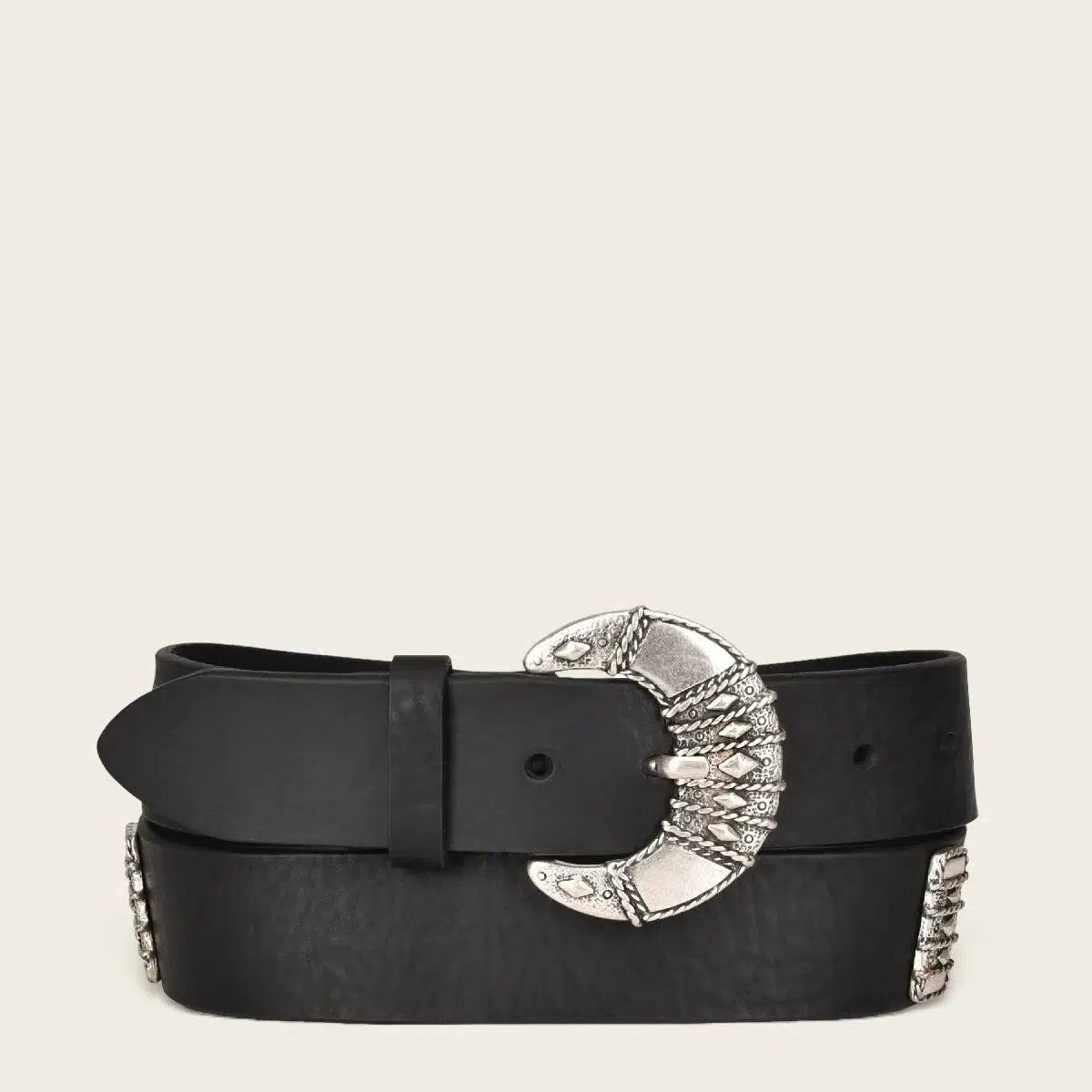 CD9856R - Cuadra black casual western leather belt for women-Kuet.us