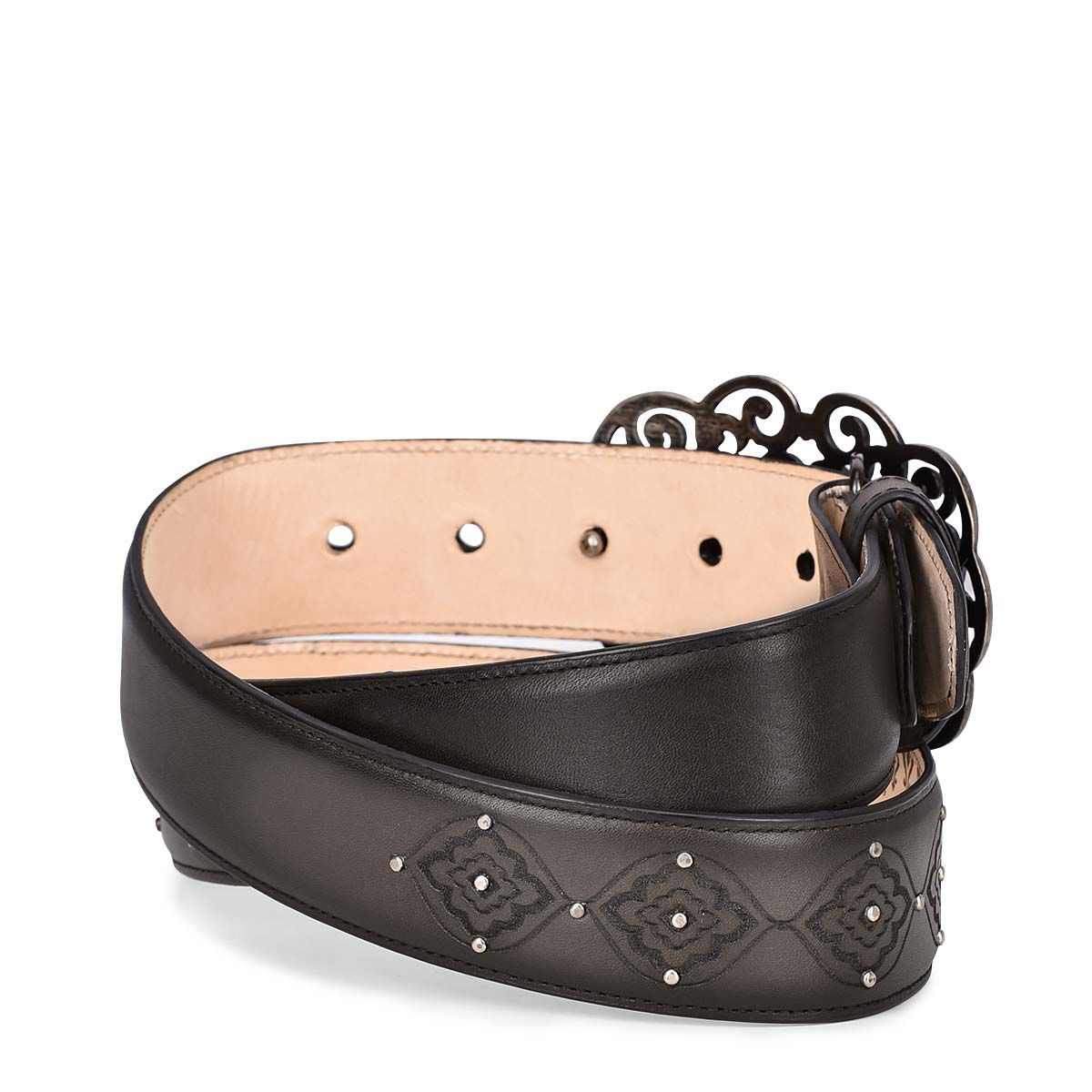 CD999RS - Cuadra gray western cowgirl leather belt for women-Kuet.us