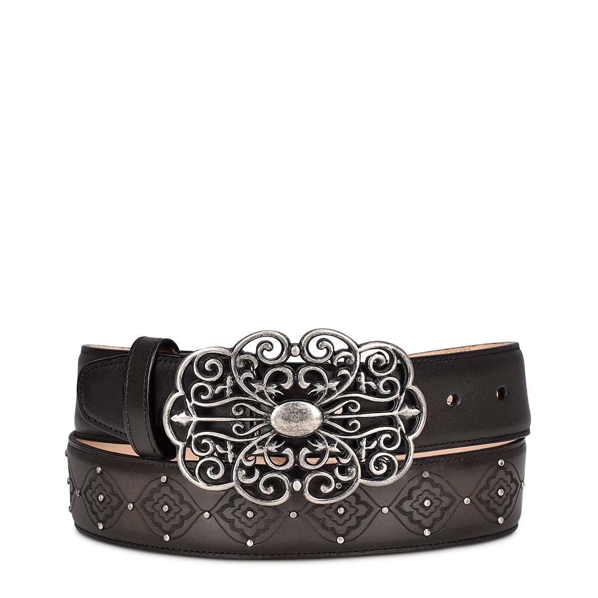 CD999RS - Cuadra gray western cowgirl leather belt for women-Kuet.us