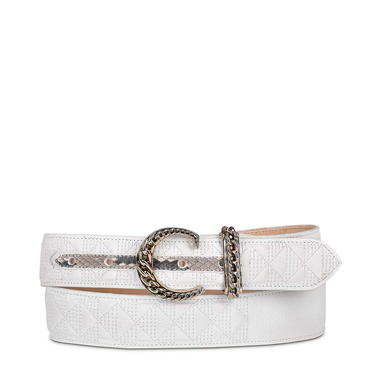CDA01PP - Cuadra white casual fashion cowhide leather belt for women .-Kuet.us