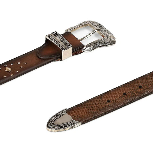 CDA06PI - Cuadra honey western cowgirl python belt for women-Kuet.us