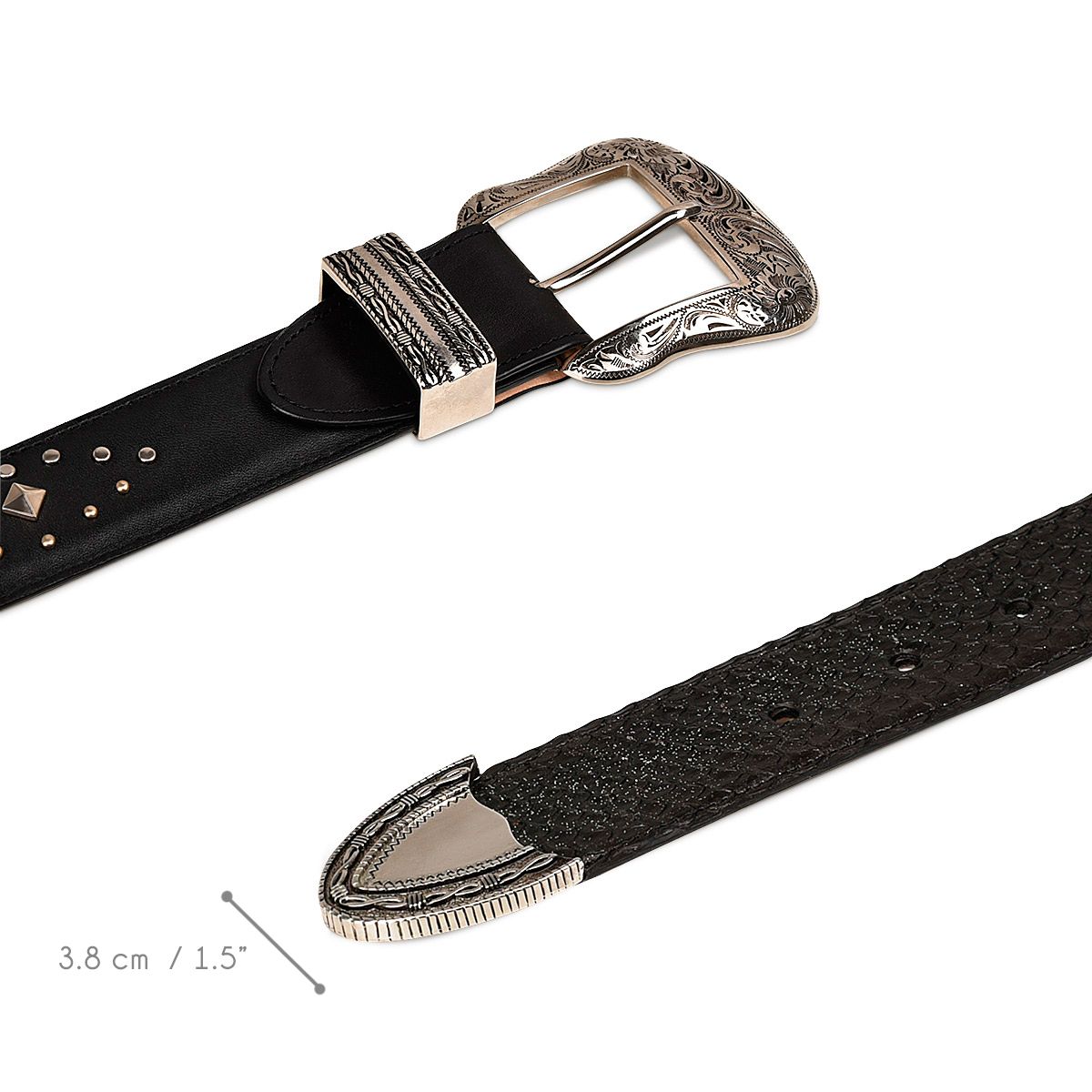 CDA06PM - Cuadra black western cowgirl python belt for women.-CUADRA-Kuet-Cuadra-Boots