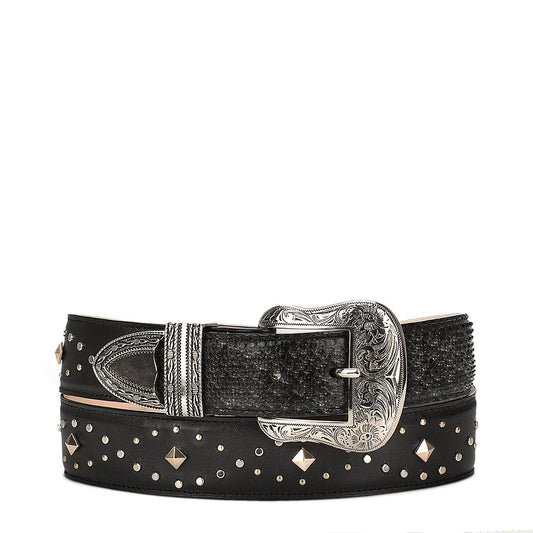 CDA06PM - Cuadra black western cowgirl python belt for women.-Kuet.us