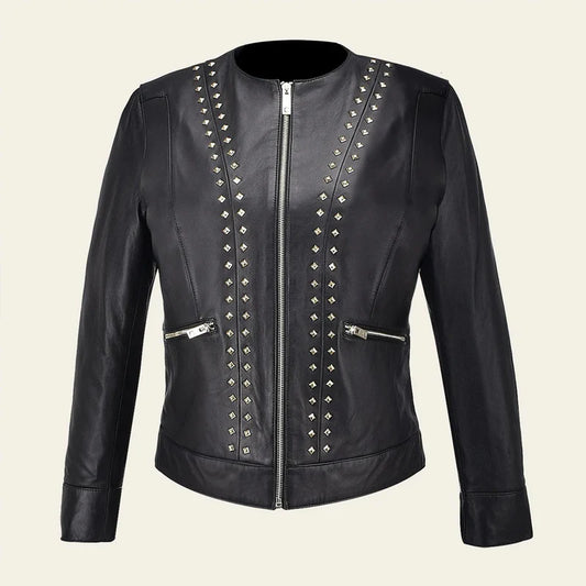 MCMI010 - Cuadra black dress casual fashion sheepskin leather jacket for women