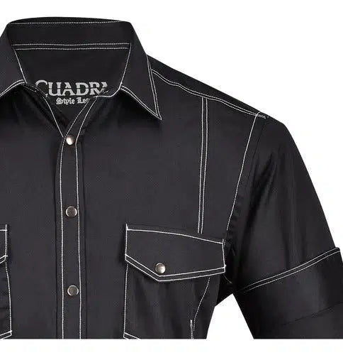 CM00063 - Cuadra black fashion cowboy cotton shirt for men-Kuet.us
