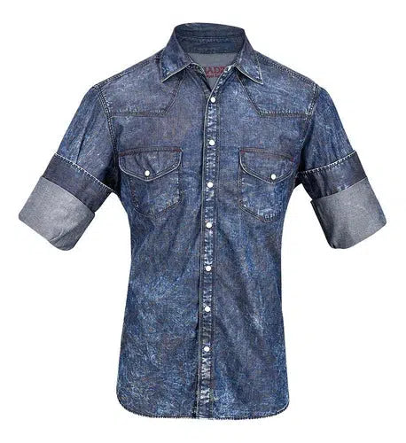 CM00103 - Cuadra blue cowboy fashion cotton shirt for men-CUADRA-Kuet-Cuadra-Boots