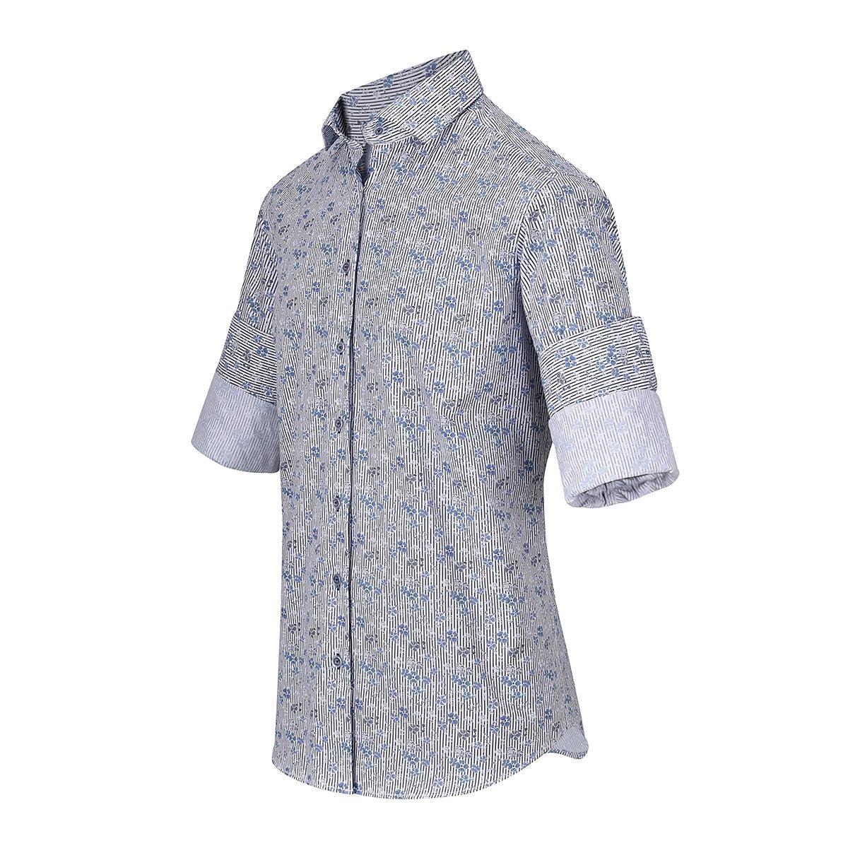 CM00106 - Cuadra blue fashion western long sleeve cotton shirt for men-Kuet.us