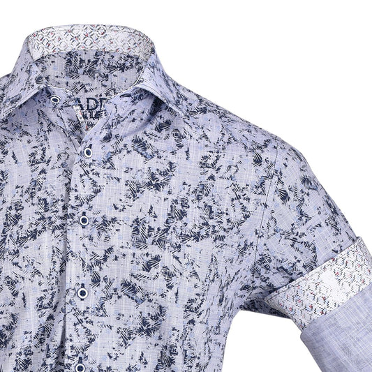CM0W477 - Cuadra indigo fashion casual washed linen abstract shirt for men-Kuet.us