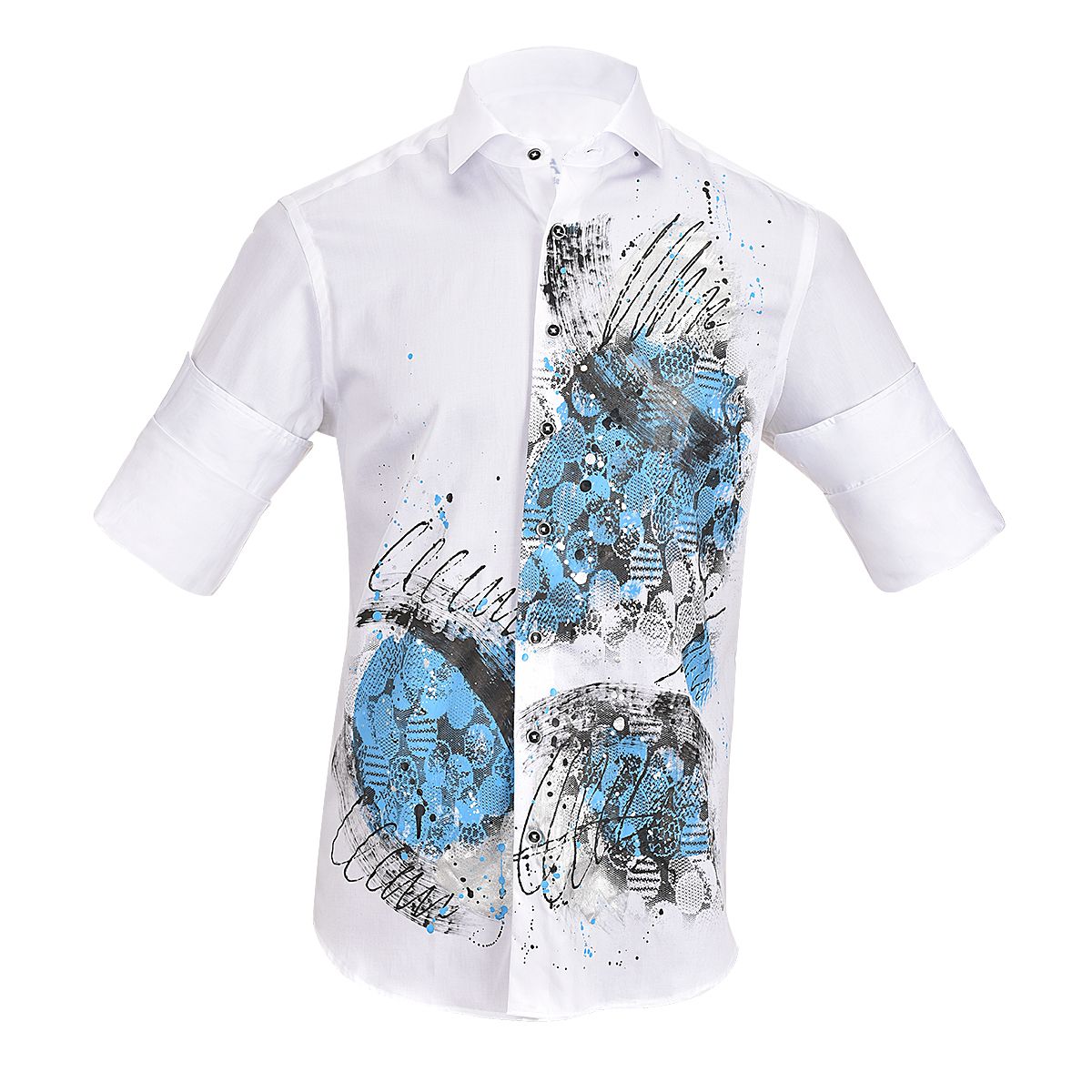 CM0W584 - Cuadra white casual fashion hand painted shirt for men-Kuet.us