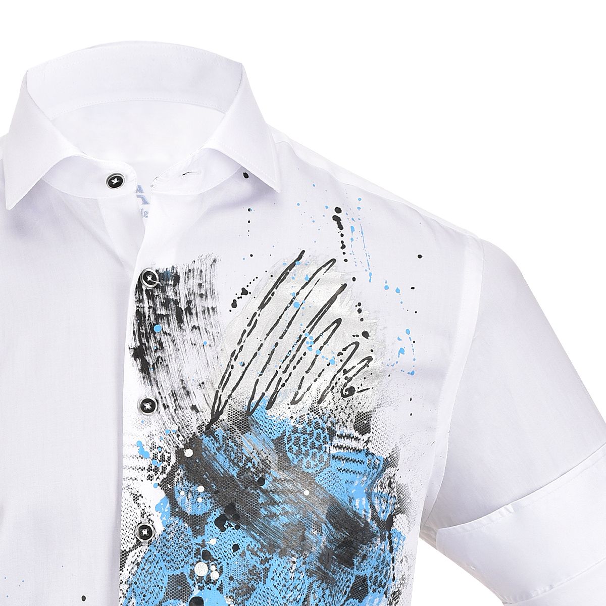 CM0W584 - Cuadra white casual fashion hand painted shirt for men-Kuet.us