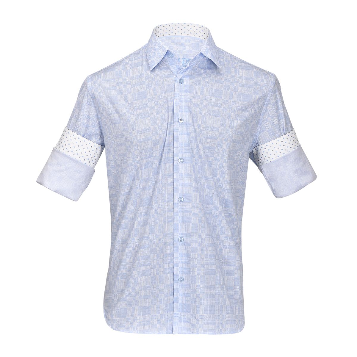 CM11005 - Cuadra blue fashion soft cotton abstract shirt for men-Kuet.us