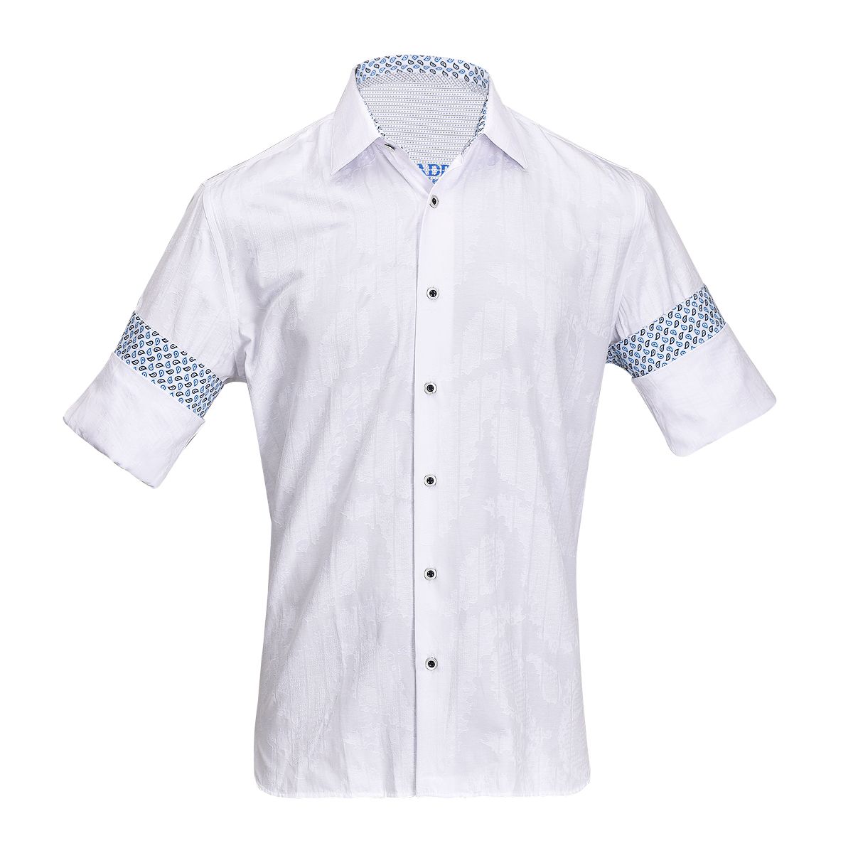 CM11023 - Cuadra white fashion casual soft cotton paisley shirt for men-Kuet.us