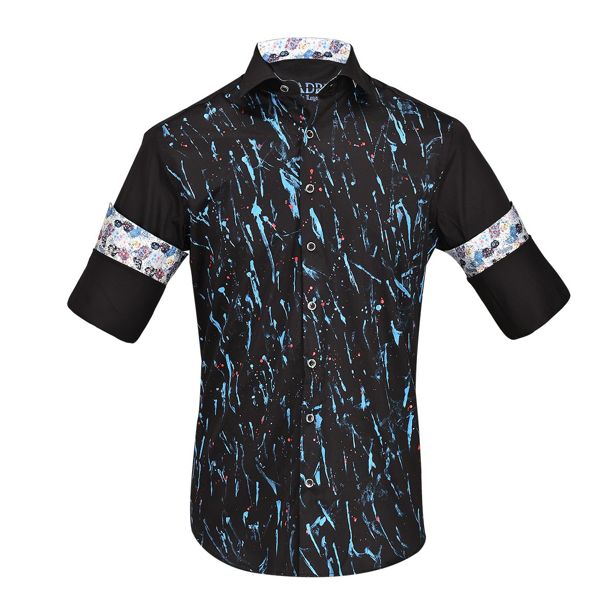 CM522V3 - Cuadra black fashion casual exclusive hand painted shirt for men-Kuet.us