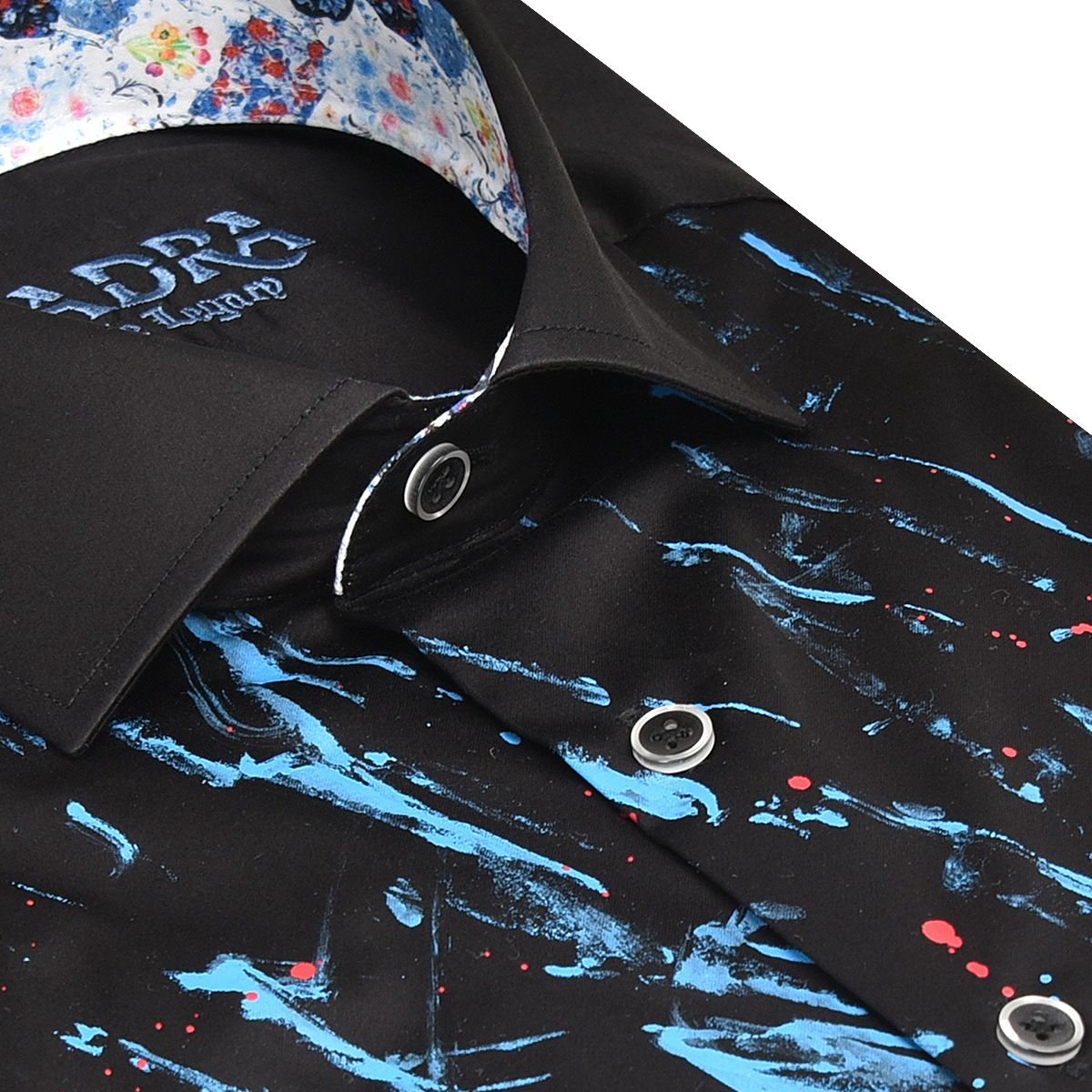 CM522V3 - Cuadra black fashion casual exclusive hand painted shirt for men-Kuet.us