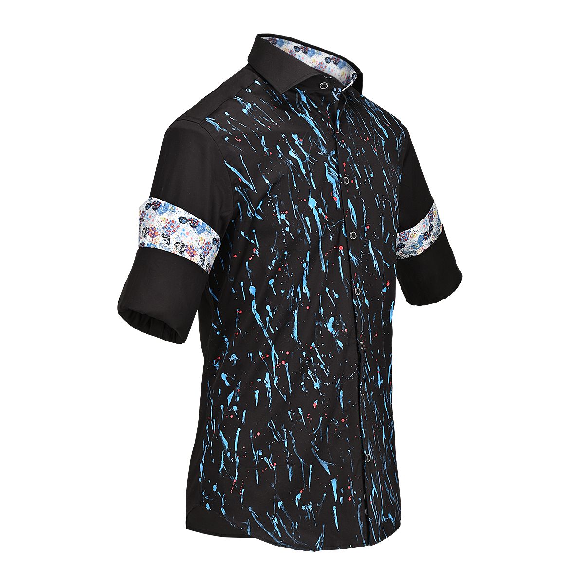 CM522V3 - Cuadra black fashion casual exclusive hand painted shirt for men-Kuet.us