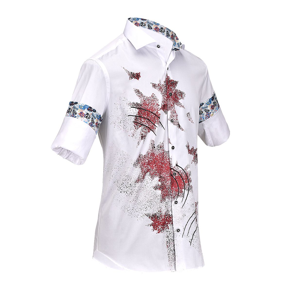 CM523V2 - Cuadra white casual fashion hand painted shirt for men-Kuet.us