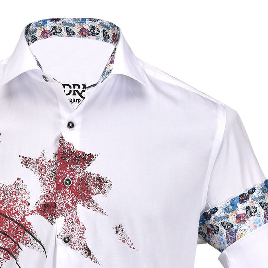 CM523V2 - Cuadra white casual fashion hand painted shirt for men-Kuet.us