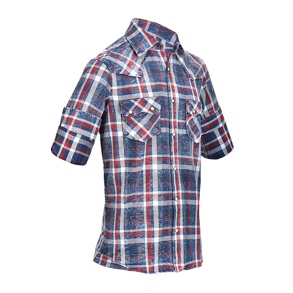 CMRJ450 - Cuadra navy-red cowboy fashion cotton shirt for men-Kuet.us