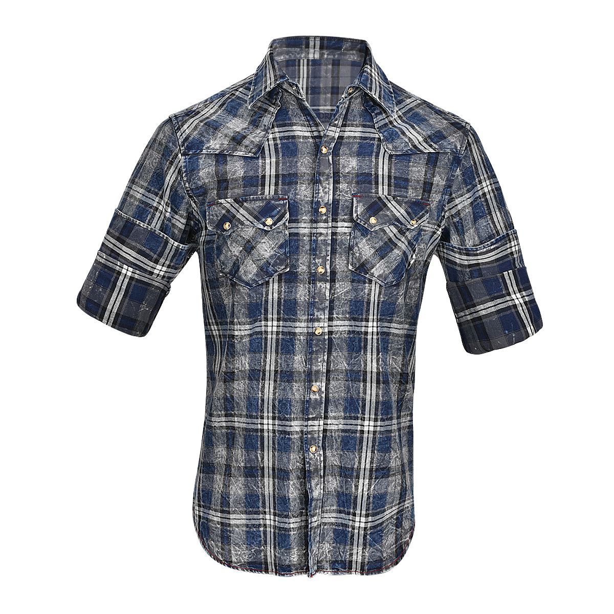 CMRJ455 - Cuadra navy cowboy fashion cotton shirt for men-Kuet.us
