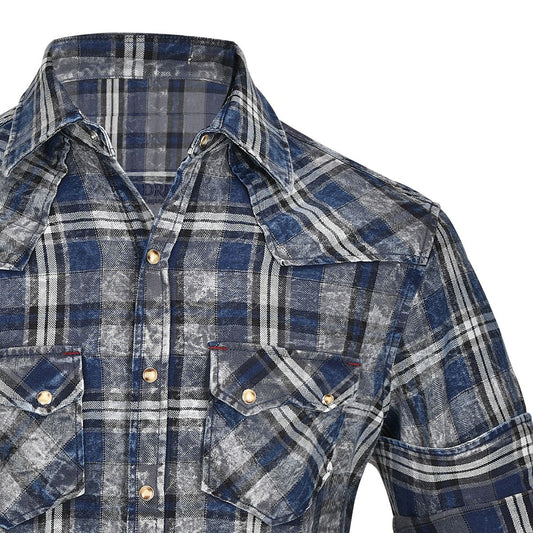 CMRJ455 - Cuadra navy cowboy fashion cotton shirt for men-Kuet.us