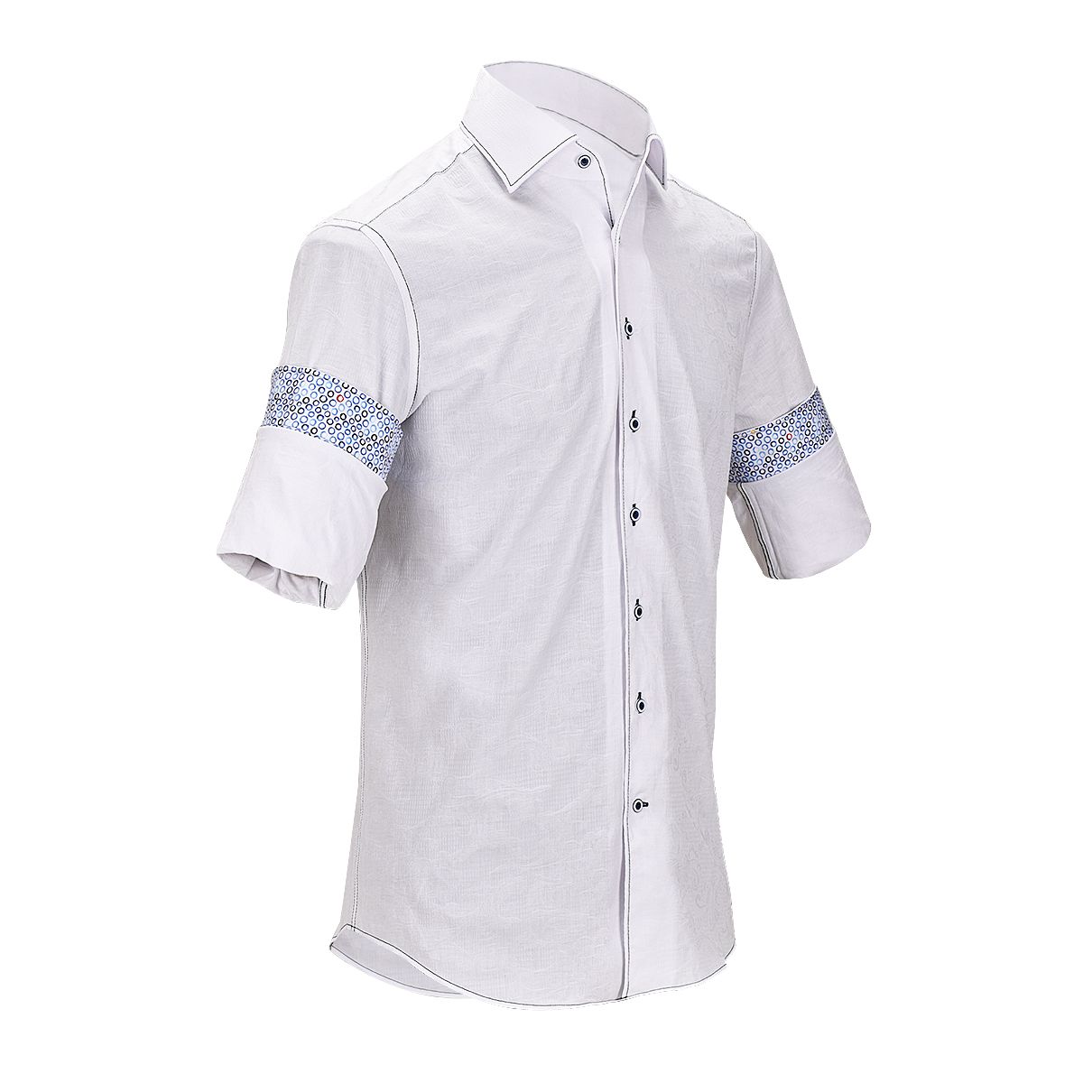 CMW466R - Cuadra white fashion casual soft cotton paisley shirt for men-Kuet.us