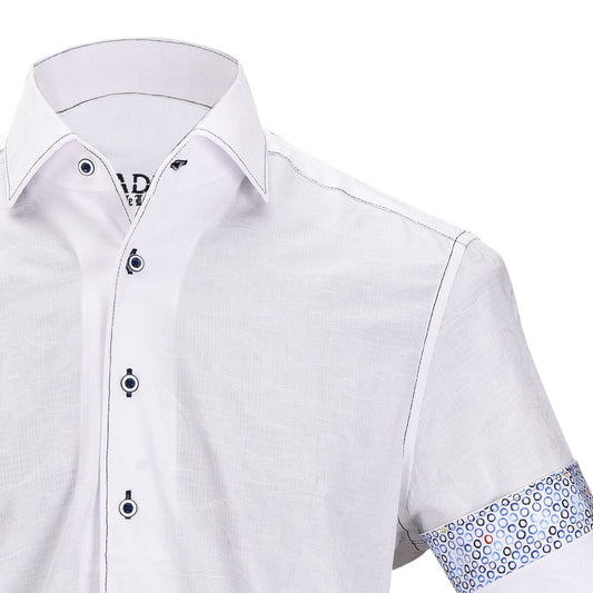 CMW466R - Cuadra white fashion casual soft cotton paisley shirt for men-Kuet.us