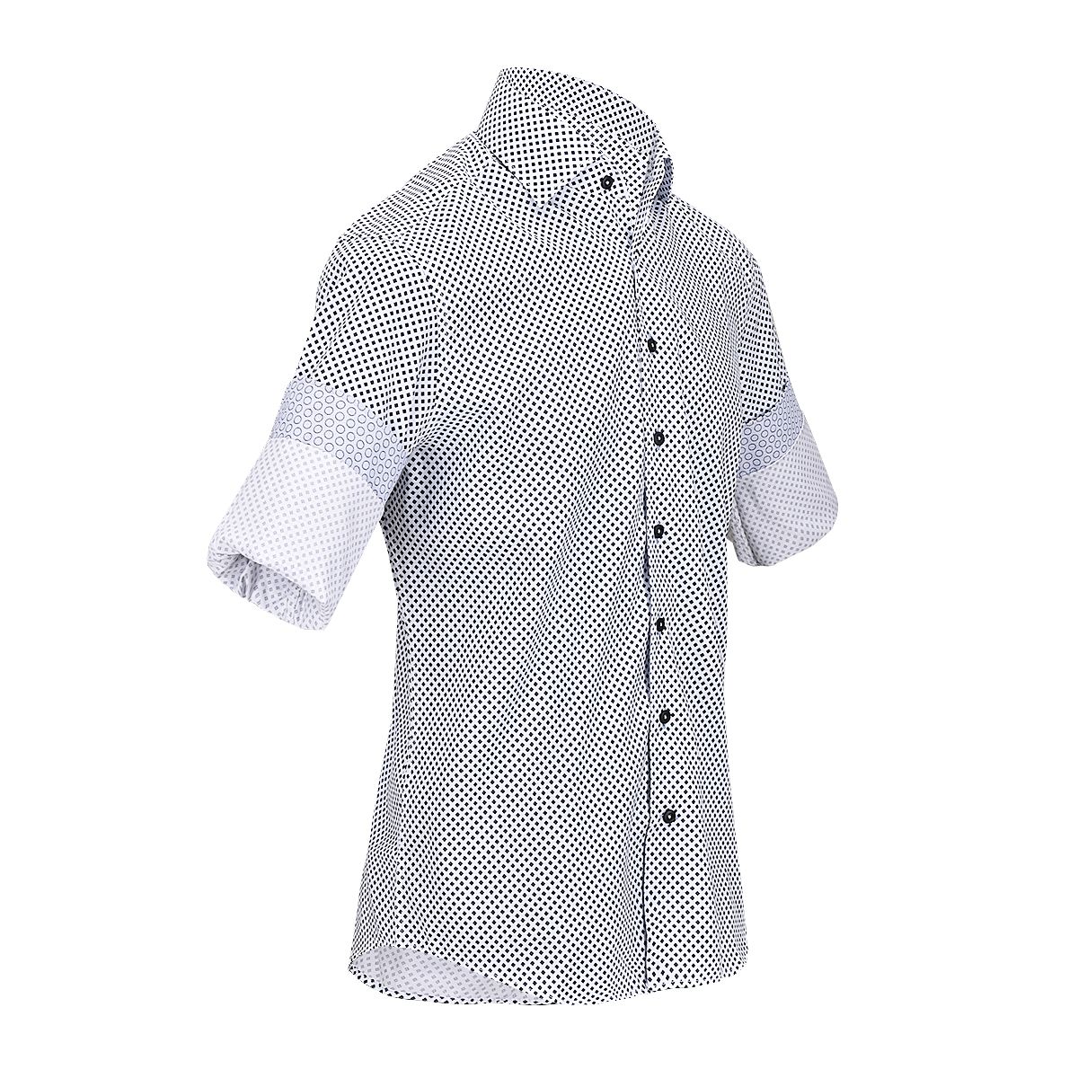 CMW480R - Cuadra white fashion casual cotton blue diamond shirt for men-Kuet.us