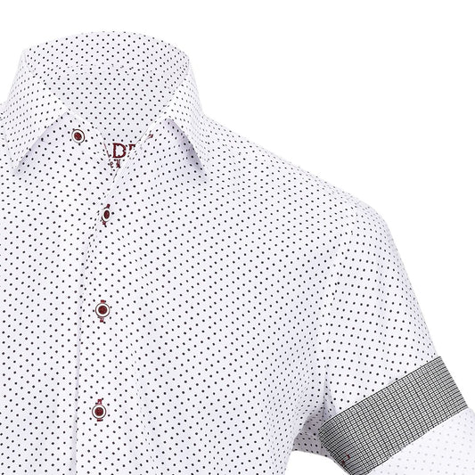 CMW481R - Cuadra white fashion casual cotton fine medallion shirt for men-Kuet.us
